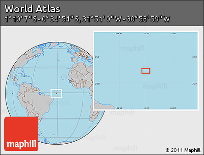 Gray Location Map of the Area around 0° 52' 31" S, 31° 22' 30" W