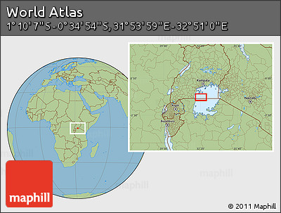 Savanna Style Location Map of the Area around 0° 52' 31" S, 32° 22' 30" E