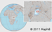 Gray Location Map of the area around 0° 52' 31" S, 33° 13' 30" E