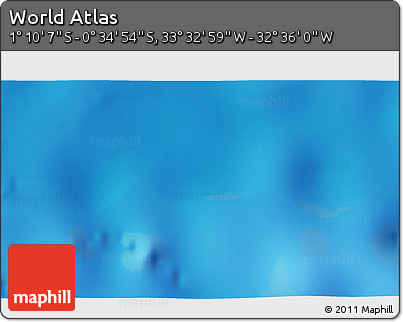 Physical 3D Map of the Area around 0° 52' 31" S, 33° 4' 30" W