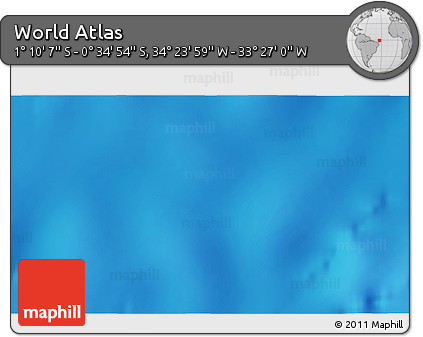 Shaded Relief 3D Map of the Area around 0° 52' 31" S, 33° 55' 29" W