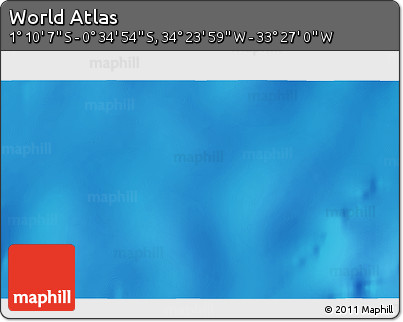 Shaded Relief 3D Map of the Area around 0° 52' 31" S, 33° 55' 29" W