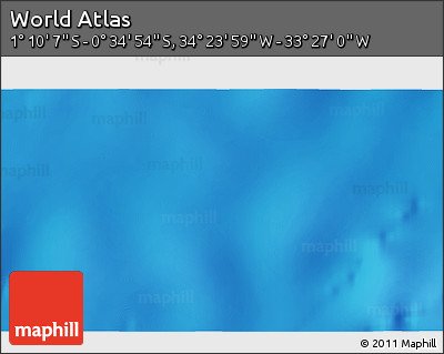 Shaded Relief 3D Map of the Area around 0° 52' 31" S, 33° 55' 29" W