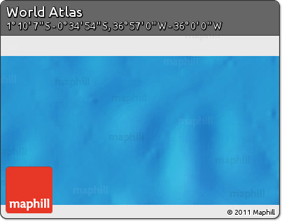 Shaded Relief 3D Map of the Area around 0° 52' 31" S, 36° 28' 30" W