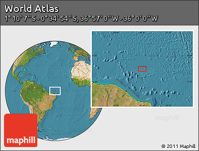 Satellite Location Map of the Area around 0° 52' 31" S, 36° 28' 30" W
