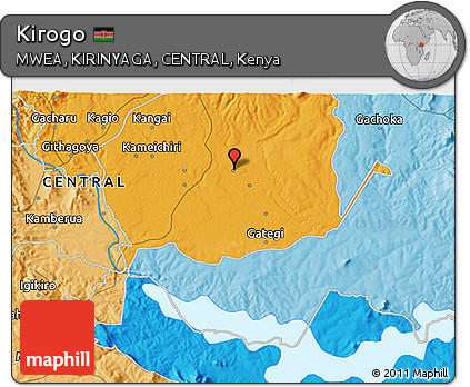 Political 3D Map of Kirogo