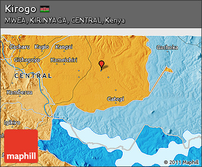 Political 3D Map of Kirogo