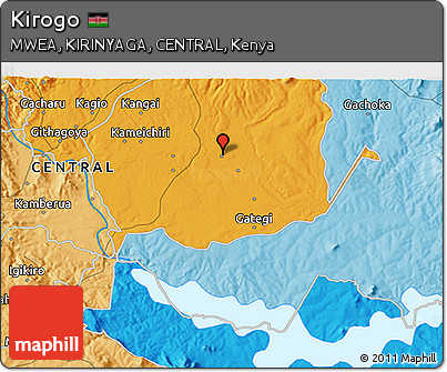 Political 3D Map of Kirogo