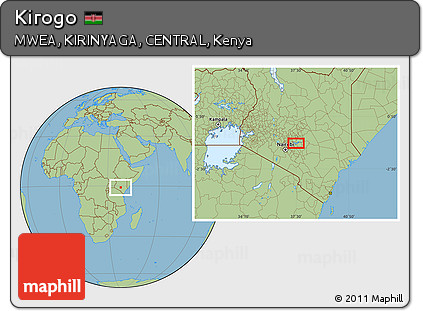 Savanna Style Location Map of Kirogo