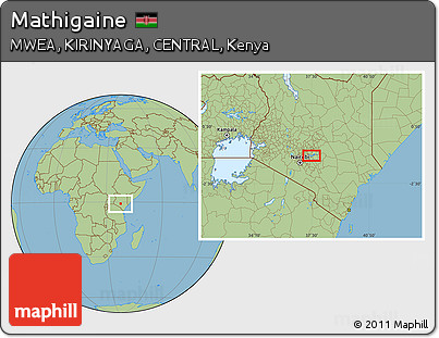 Savanna Style Location Map of Mathigaine