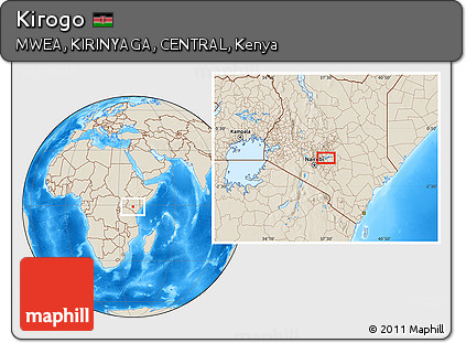 Shaded Relief Location Map of Kirogo