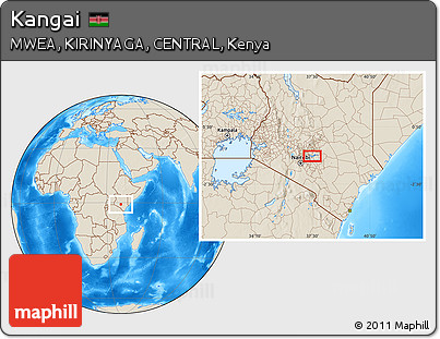 Shaded Relief Location Map of Kangai