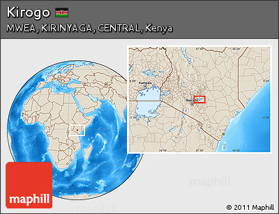 Shaded Relief Location Map of Kirogo