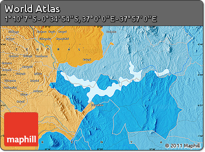 Political Map of the Area around 0° 52' 31" S, 37° 28' 30" E