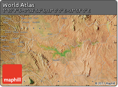 Satellite Map of the Area around 0° 52' 31" S, 37° 28' 30" E