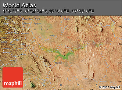 Satellite Map of the Area around 0° 52' 31" S, 37° 28' 30" E