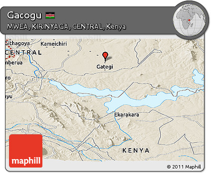 Shaded Relief Panoramic Map of Gacogu