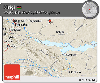Shaded Relief Panoramic Map of Kirigi