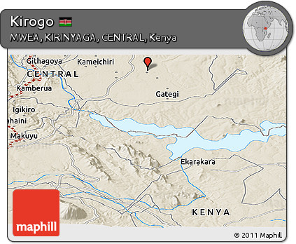 Shaded Relief Panoramic Map of Kirogo