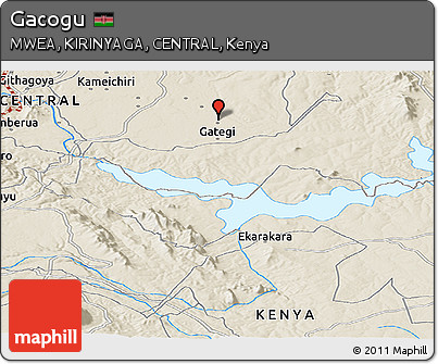 Shaded Relief Panoramic Map of Gacogu