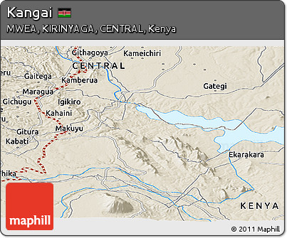 Shaded Relief Panoramic Map of Kangai