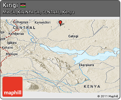 Shaded Relief Panoramic Map of Kirigi