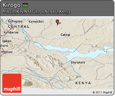 Shaded Relief Panoramic Map of Kirogo