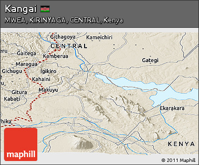 Shaded Relief Panoramic Map of Kangai