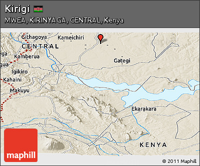 Shaded Relief Panoramic Map of Kirigi