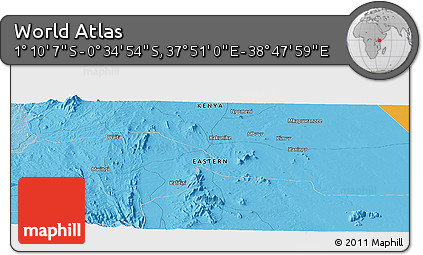 Political Panoramic Map of the Area around 0° 52' 31" S, 38° 19' 30" E