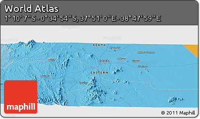 Political Panoramic Map of the Area around 0° 52' 31" S, 38° 19' 30" E