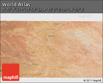 Satellite 3D Map of the Area around 0° 52' 31" S, 39° 10' 29" E
