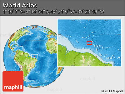 Physical Location Map of the Area around 0° 52' 31" S, 39° 52' 30" W