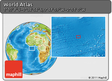 Physical Location Map of the Area around 0° 52' 31" S, 3° 19' 30" W