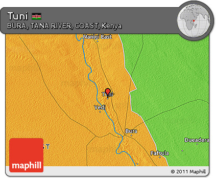 Political 3D Map of Tuni