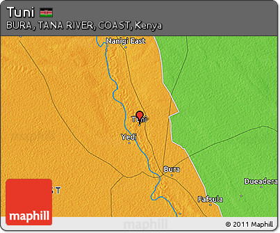 Political 3D Map of Tuni