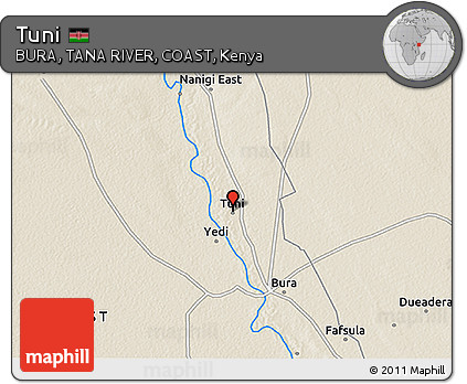 Shaded Relief 3D Map of Tuni