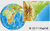 Physical Location Map of the area around 0° 52' 31" S, 40° 1' 29" E