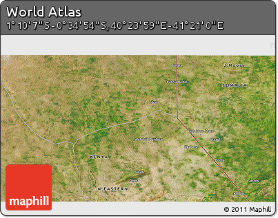 Satellite 3D Map of the Area around 0° 52' 31" S, 40° 52' 30" E