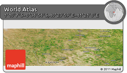 Satellite Panoramic Map of the Area around 0° 52' 31" S, 40° 52' 30" E
