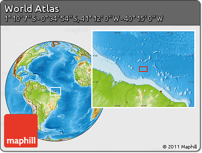 Physical Location Map of the Area around 0° 52' 31" S, 40° 43' 30" W