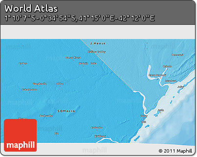 Political 3D Map of the Area around 0° 52' 31" S, 41° 43' 30" E