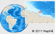 Shaded Relief Location Map of the area around 0° 52' 31" S, 44° 7' 30" W