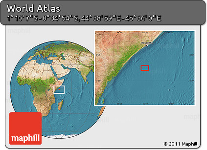 Satellite Location Map of the Area around 0° 52' 31" S, 45° 7' 30" E