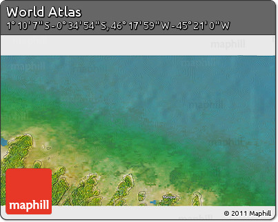 Satellite 3D Map of the Area around 0° 52' 31" S, 45° 49' 30" W