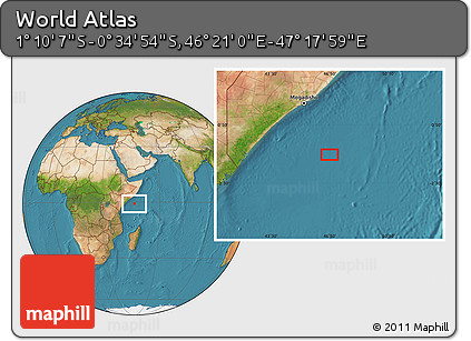 Satellite Location Map of the Area around 0° 52' 31" S, 46° 49' 30" E