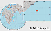 Gray Location Map of the area around 0° 52' 31" S, 47° 40' 29" E