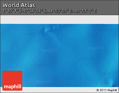 Physical 3D Map of the Area around 0° 52' 31" S, 49° 22' 30" E