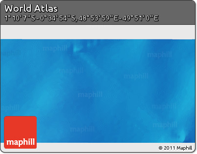 Physical 3D Map of the Area around 0° 52' 31" S, 49° 22' 30" E