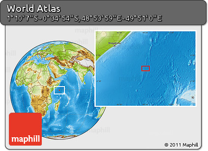 Physical Location Map of the Area around 0°&nbsp;52'&nbsp;31"&nbsp;S,&nbsp;49°&nbsp;22'&nbsp;30"&nbsp;E